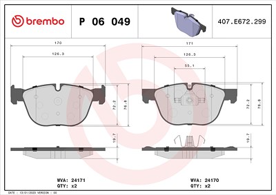 Brembo Bremsbelagsatz, Scheibenbremse [Hersteller-Nr. P06049] für BMW von BREMBO