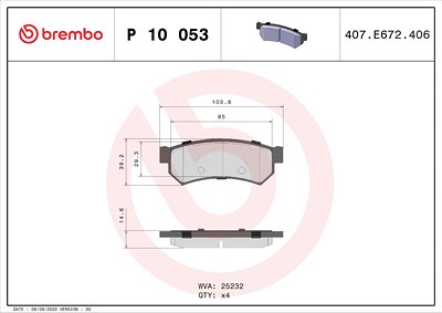 Brembo Bremsbelagsatz, Scheibenbremse [Hersteller-Nr. P10053] für Chevrolet von BREMBO