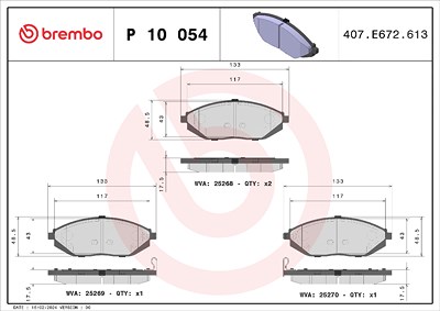 Brembo Bremsbeläge vorne (Satz) [Hersteller-Nr. P10054] für Chevrolet von BREMBO