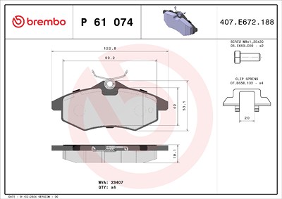 Brembo Bremsbelagsatz, Scheibenbremse [Hersteller-Nr. P61074] für Citroën von BREMBO