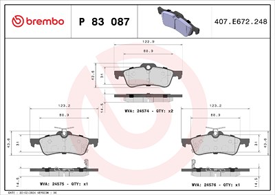 Brembo Bremsbelagsatz, Scheibenbremse [Hersteller-Nr. P83087] für Daihatsu, Toyota von BREMBO