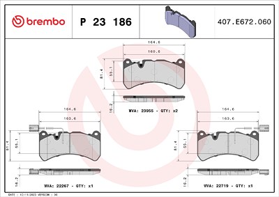 Brembo Bremsbelagsatz, Scheibenbremse [Hersteller-Nr. P23186] für Alfa Romeo von BREMBO