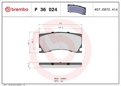 Brembo Bremsbelagsatz, Scheibenbremse [Hersteller-Nr. P36024] für Ds, Jaguar, Peugeot von BREMBO