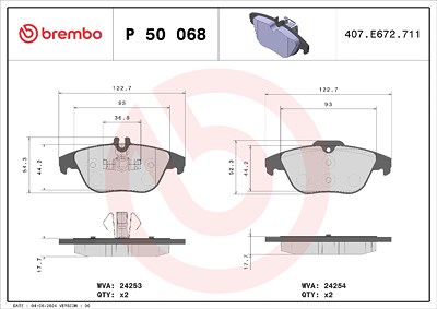 Brembo Bremsbelagsatz, Scheibenbremse [Hersteller-Nr. P50068X] für Mercedes-Benz von BREMBO