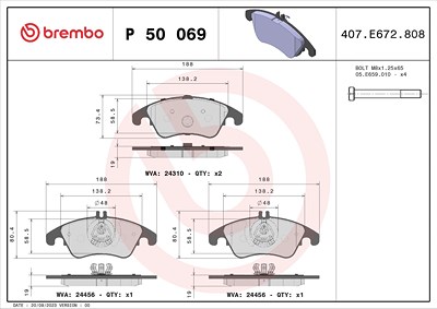 Brembo Bremsbelagsatz, Scheibenbremse [Hersteller-Nr. P50069X] für Mercedes-Benz von BREMBO