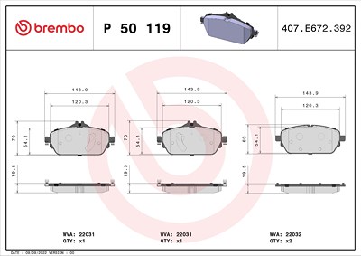 Brembo Bremsbelagsatz, Scheibenbremse [Hersteller-Nr. P50119] für Mercedes-Benz von BREMBO