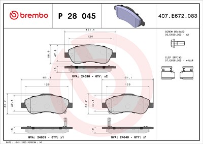 Brembo Bremsbelagsatz, Scheibenbremse [Hersteller-Nr. P28045] für Honda von BREMBO