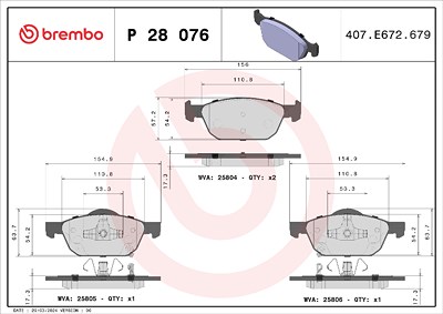 Brembo Bremsbelagsatz, Scheibenbremse [Hersteller-Nr. P28076] für Honda von BREMBO