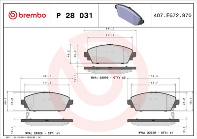 Brembo Bremsbelagsatz, Scheibenbremse [Hersteller-Nr. P28031] für Honda von BREMBO