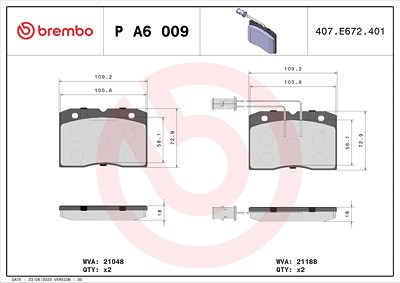 Brembo Bremsbelagsatz, Scheibenbremse [Hersteller-Nr. PA6009] für Alfa Romeo, Iveco von BREMBO