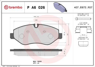 Brembo Bremsbelagsatz, Scheibenbremse [Hersteller-Nr. PA6026] für Iveco von BREMBO