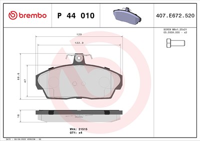 Brembo Bremsbelagsatz, Scheibenbremse [Hersteller-Nr. P44010] für Land Rover von BREMBO