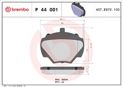 Brembo Bremsbelagsatz, Scheibenbremse [Hersteller-Nr. P44001] für Land Rover von BREMBO