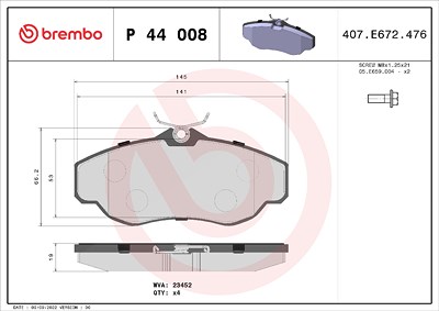 Brembo Bremsbelagsatz, Scheibenbremse [Hersteller-Nr. P44008] für Land Rover von BREMBO