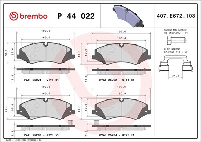 Brembo Bremsbelagsatz, Scheibenbremse [Hersteller-Nr. P44022] für Land Rover von BREMBO