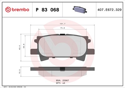 Brembo Bremsbelagsatz, Scheibenbremse [Hersteller-Nr. P83068] für Lexus von BREMBO