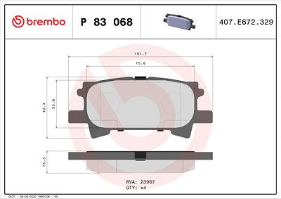 Brembo Bremsbelagsatz, Scheibenbremse [Hersteller-Nr. P83068] für Lexus von BREMBO