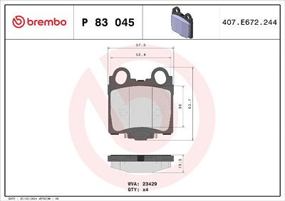 Brembo Bremsbelagsatz, Scheibenbremse [Hersteller-Nr. P83045] für Lexus von BREMBO