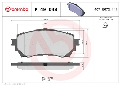 Brembo Bremsbelagsatz, Scheibenbremse [Hersteller-Nr. P49048] für Mazda von BREMBO