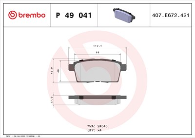 Brembo Bremsbelagsatz, Scheibenbremse [Hersteller-Nr. P49041] für Ford Usa, Lincoln, Mazda von BREMBO