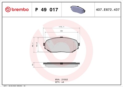 Brembo Bremsbelagsatz, Scheibenbremse [Hersteller-Nr. P49017] für Mazda von BREMBO