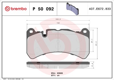 Brembo Bremsbelagsatz, Scheibenbremse [Hersteller-Nr. P50092] für Maserati, Mercedes-Benz von BREMBO