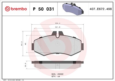 Brembo Bremsbelagsatz, Scheibenbremse [Hersteller-Nr. P50031] für Mercedes-Benz von BREMBO