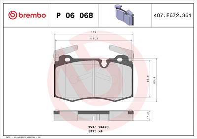 Brembo Bremsbelagsatz, Scheibenbremse [Hersteller-Nr. P06068] für Mini von BREMBO