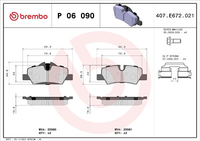 Brembo Bremsbelagsatz, Scheibenbremse [Hersteller-Nr. P06090] für Mini von BREMBO