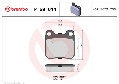Brembo Bremsbelagsatz, Scheibenbremse [Hersteller-Nr. P59014] für Chevrolet, Opel, Saab, Vauxhall von BREMBO