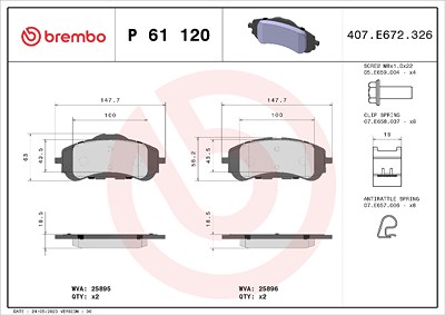 Brembo Bremsbelagsatz, Scheibenbremse [Hersteller-Nr. P61120] für Citroën, Fiat, Opel, Peugeot, Toyota, Vauxhall von BREMBO