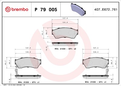 Brembo Bremsbelagsatz, Scheibenbremse [Hersteller-Nr. P79005] für Subaru, Suzuki von BREMBO