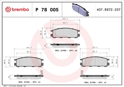 Brembo Bremsbelagsatz, Scheibenbremse [Hersteller-Nr. P78005] für Subaru von BREMBO