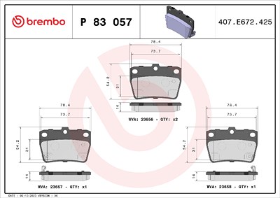 Brembo Bremsbelagsatz, Scheibenbremse [Hersteller-Nr. P83057] für Chery, Dr, Toyota von BREMBO