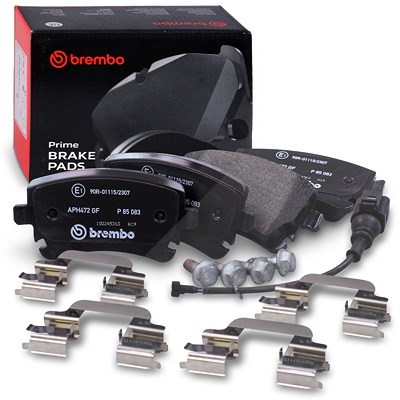 Brembo Bremsbelagsatz mit Warnkontakt hinten [Hersteller-Nr. P85083] für VW von BREMBO