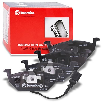 Brembo Bremsbelagsatz mit Warnkontakt vorne [Hersteller-Nr. P85072] für Audi, Seat, Skoda, VW von BREMBO