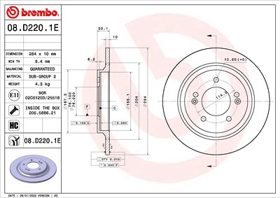 Brembo Bremsensatz, Scheibenbremse [Hersteller-Nr. KT08016] für Kia von BREMBO