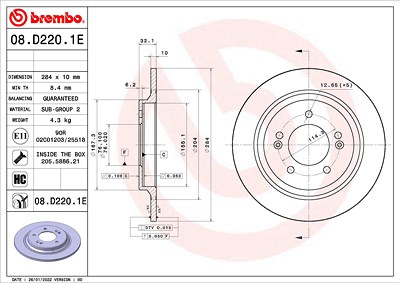 Brembo Bremsensatz, Scheibenbremse [Hersteller-Nr. KT08016] für Kia von BREMBO