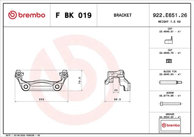 Brembo Bremssattelhaltersatz [Hersteller-Nr. FBK019] für Mercedes-Benz von BREMBO