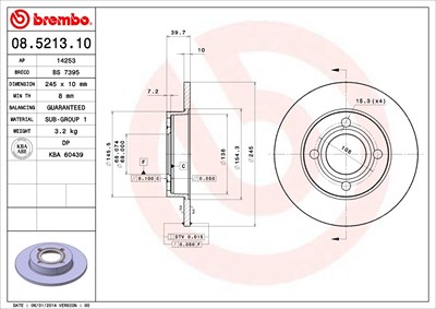 Brembo Bremsscheibe [Hersteller-Nr. 08.5213.10] für Audi von BREMBO
