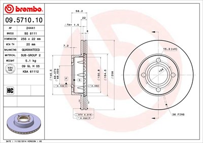 Brembo Bremsscheibe [Hersteller-Nr. 09.5710.10] für Audi von BREMBO