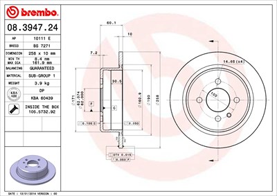 Brembo Bremsscheibe [Hersteller-Nr. 08.3947.24] für BMW von BREMBO