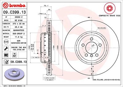 Brembo Bremsscheibe [Hersteller-Nr. 09.C399.13] für BMW von BREMBO