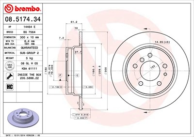 Brembo Bremsscheibe [Hersteller-Nr. 08.5174.34] für BMW von BREMBO
