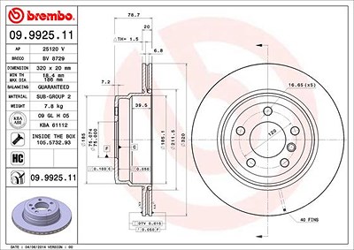 Brembo Bremsscheibe [Hersteller-Nr. 09.9925.11] für BMW von BREMBO