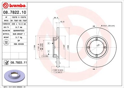 Brembo Bremsscheibe [Hersteller-Nr. 08.7822.10] für Chevrolet, Gm Korea von BREMBO