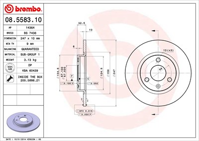 Brembo Bremsscheibe [Hersteller-Nr. 08.5583.10] für Citroën, Mega von BREMBO