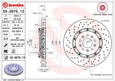 Brembo Bremsscheibe [Hersteller-Nr. 09.9976.13] für Ford von BREMBO