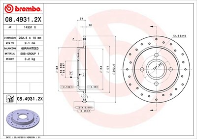 Brembo Bremsscheibe [Hersteller-Nr. 08.4931.2X] für Ford, Tvr von BREMBO