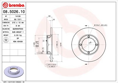 Brembo Bremsscheibe [Hersteller-Nr. 08.5026.10] für Bedford, Gme, Maruti, Suzuki, Vauxhall von BREMBO